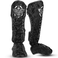 Espinilleras Buddha Army Negras para Muay Thai y Kick Boxing