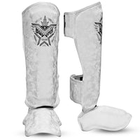 Espinilleras Buddha Army Blancas para Muay Thai y Kick Boxing